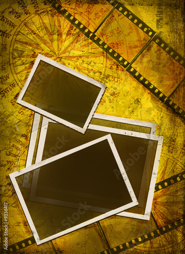 Old photos and film on nautical background