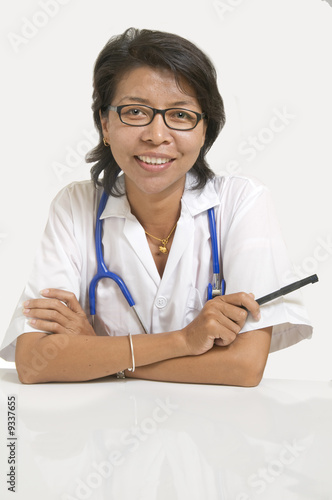 Doctor or Nurse standing with white background