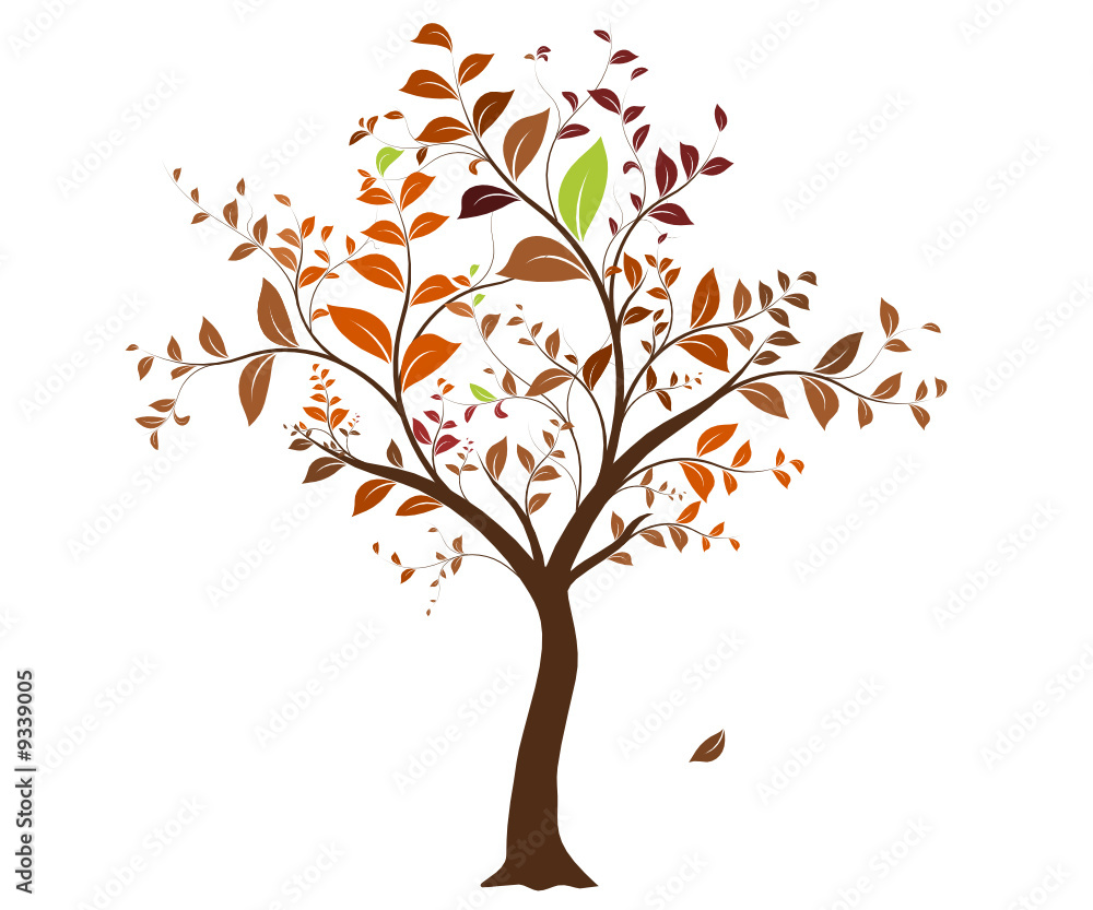 vecteur série - arbre vectoriel en automne sur fond blanc