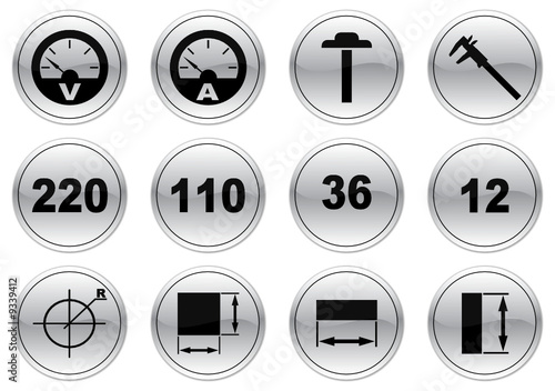 Gadget icons set. Gray - black palette. Vector illustration.