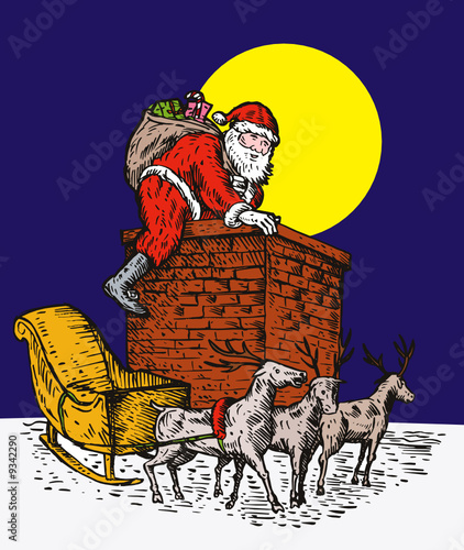Santa climbing down the chimney