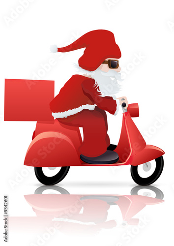 Père Noël , livreur en scooter (reflet)