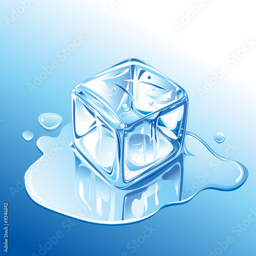 Melting Blue Ice Cube