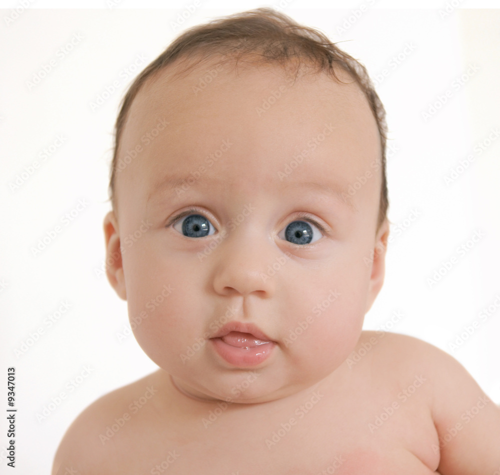 surprised baby girl portrait on white background surprised baby girl portrait on white background