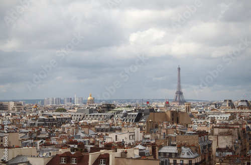 Roofs of Paris with Eiffel Tower in background