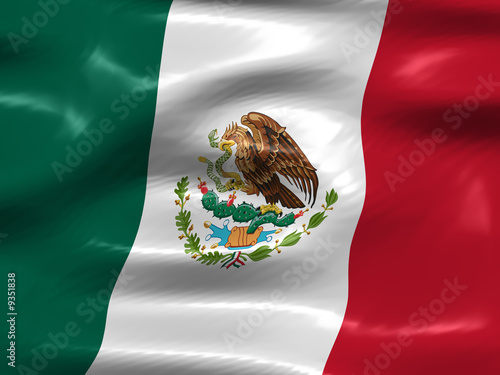 Flag of Mexico, CG-illustration, silky appearance and waves