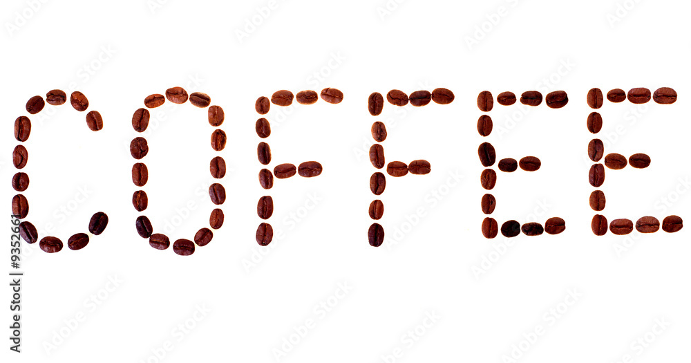 Inscription with coffe seeds Inscription with coffe seeds