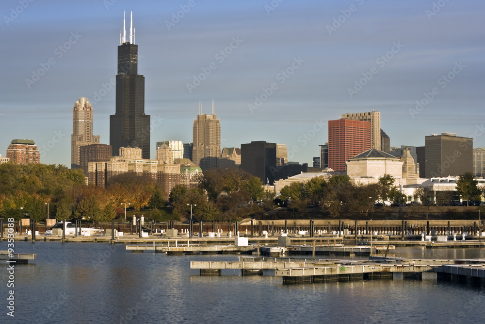 Chicago seen from marina - morning time Chicago seen from marina - morning time