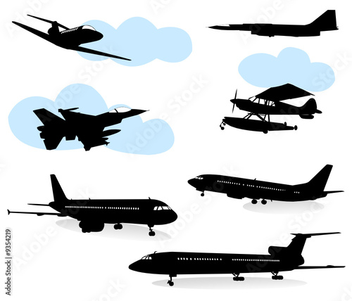 Collection of silhouettes of various planes
