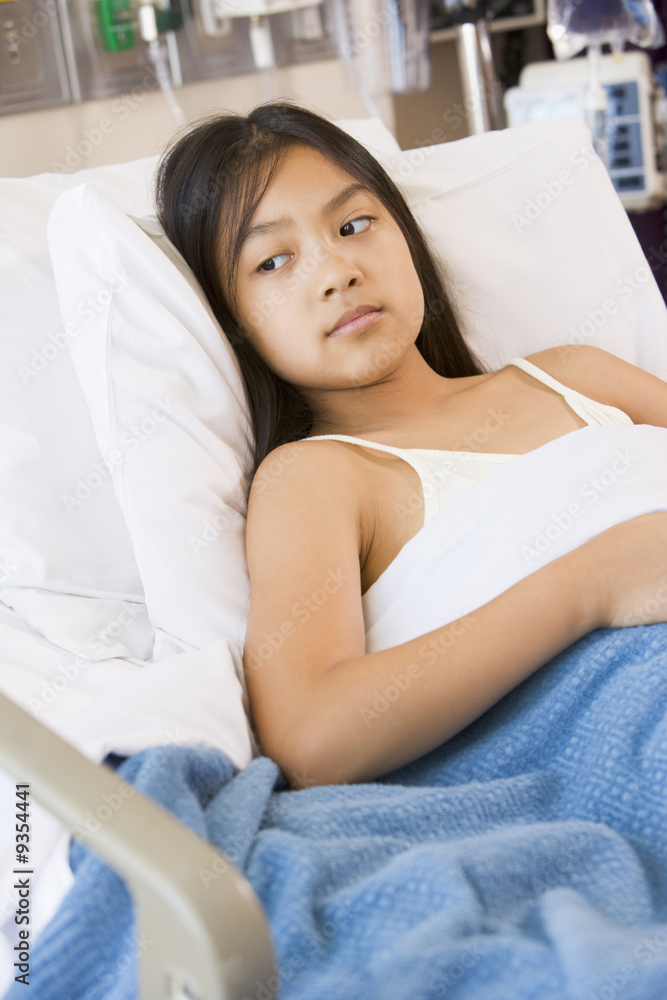 Young Girl Lying In Hospital Bed Young Girl Lying In Hospital Bed