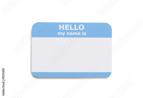 Hello name tag isolated on white background