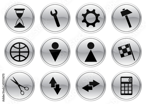 Gadget icons set. Gray - black palette. Vector illustration.
