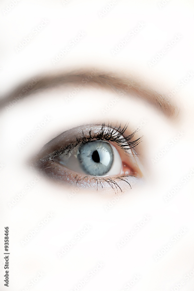 female eye, sight aside on white background female eye, sight aside on white background