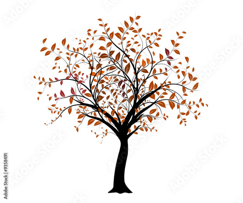 vecteur série, arbre vectoriel - vector tree with orange leaves