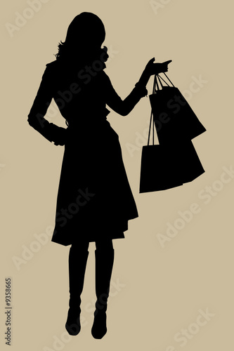 silhouette femme shopping