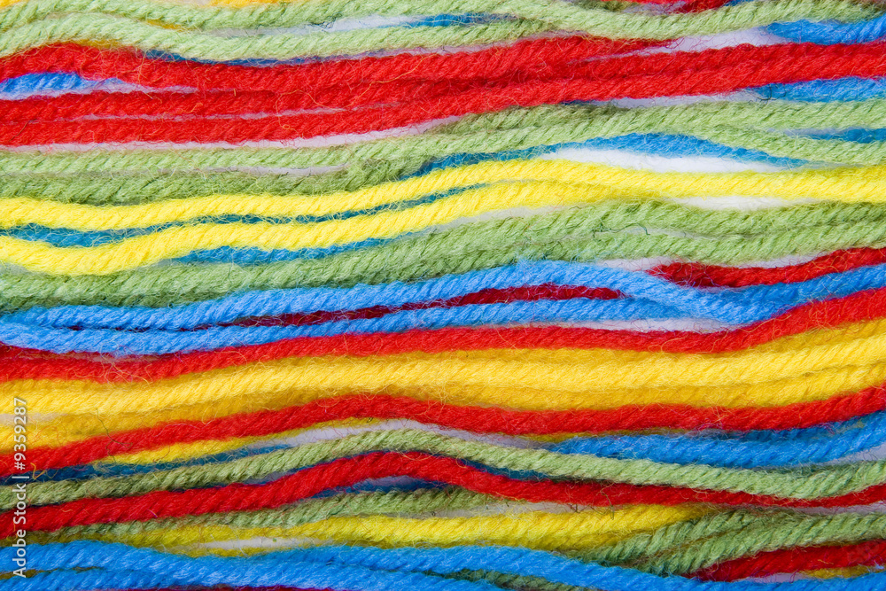 Close up of colored wool thread background