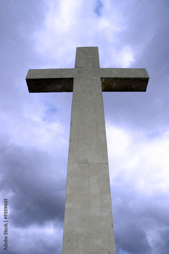 concrete Cross on top of bear island in county Cork Ireland
