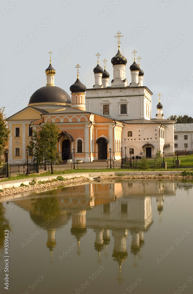 monastery in Russia near Moscow located near lake with water