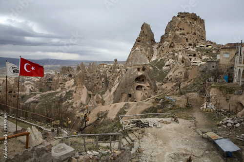Ancient cavetown Uchisar, near Goreme, Cappadocia, Turkey