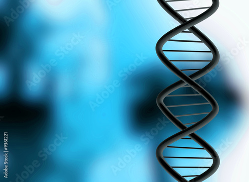 DNA over a medical illustration in blue and black