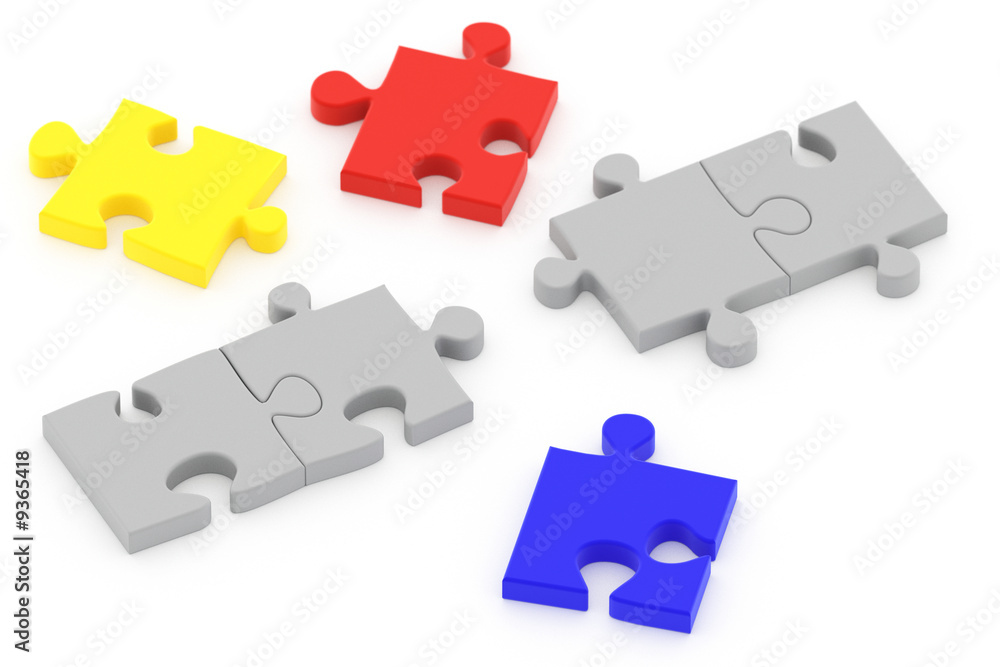 Colorful puzzle pieces isolated over a white background. Colorful puzzle pieces isolated over a white background.