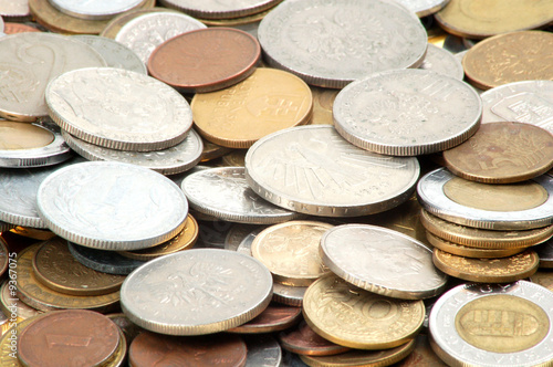 A heap of colorful coins