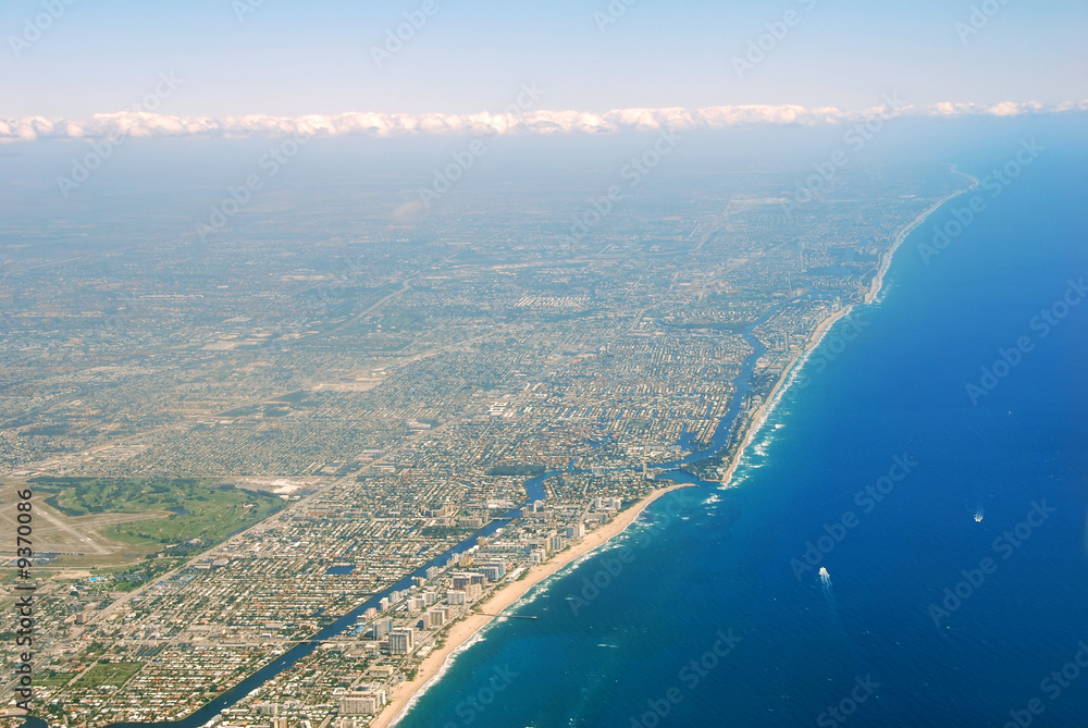 Aerial view of the Southeast Florida coast