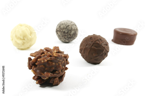 Expensive Assorted Chocolates On a White Background