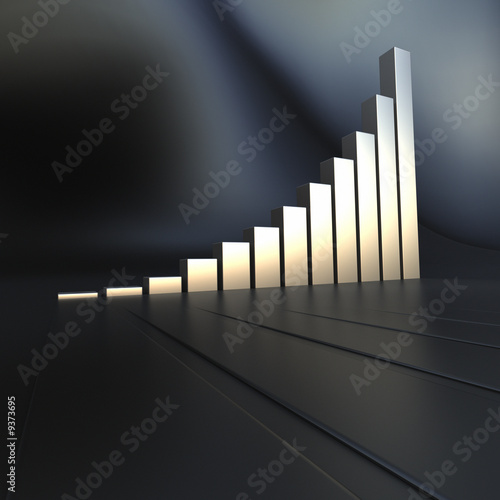 Obraz na płótnie 3D Business chart in metallic 02
