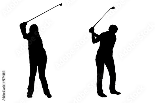 silhouette qui joue au golf