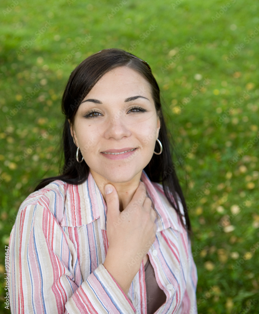 attractive brunette woman in park attractive brunette woman in park