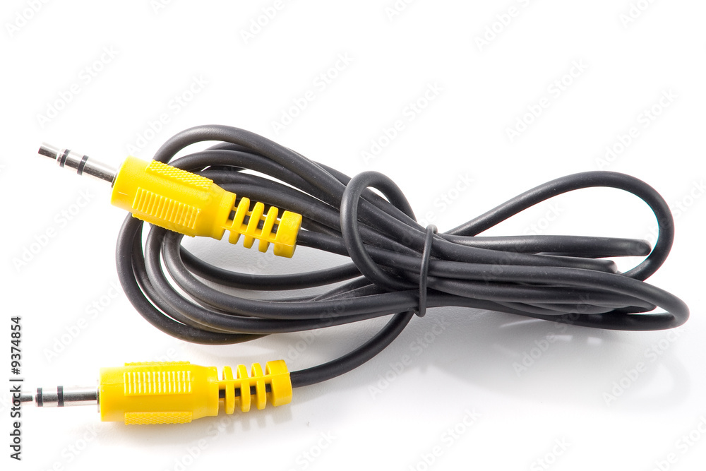 Audio cable isolated on white background Audio cable isolated on white background