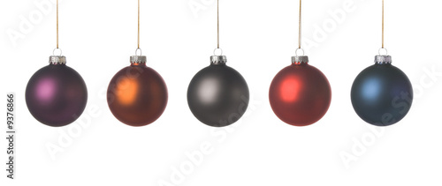 5 xmas balls with a nice soft texture, isolated on white