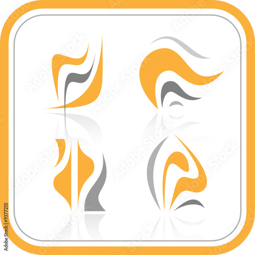 Vector abstract internet icons. Orange set. Simply change.