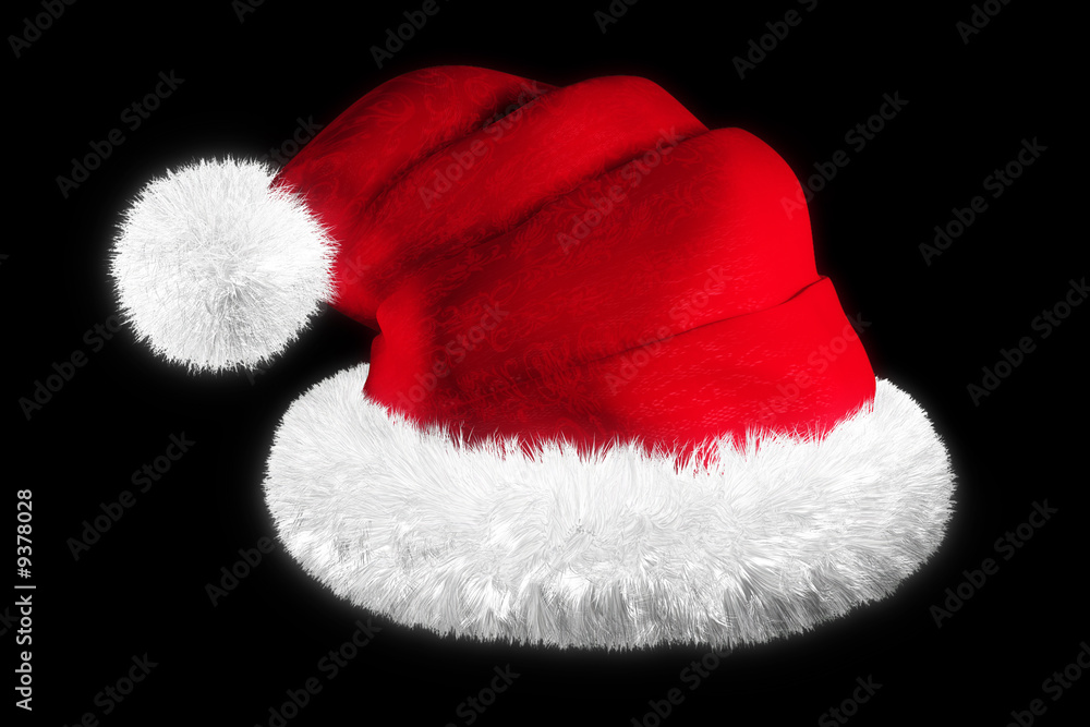 Bonnet du Père Noël sur fond noir Stock Illustration | Adobe Stock