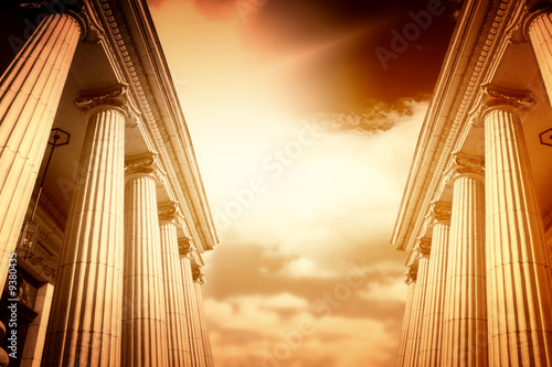 Picture of large greek freestone columns .