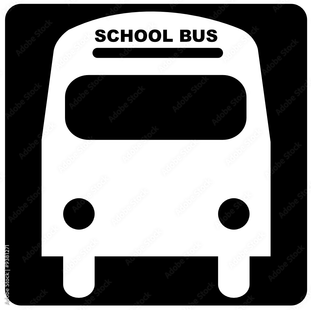 black and white illustration of the front of a school bus Stock Vector ...