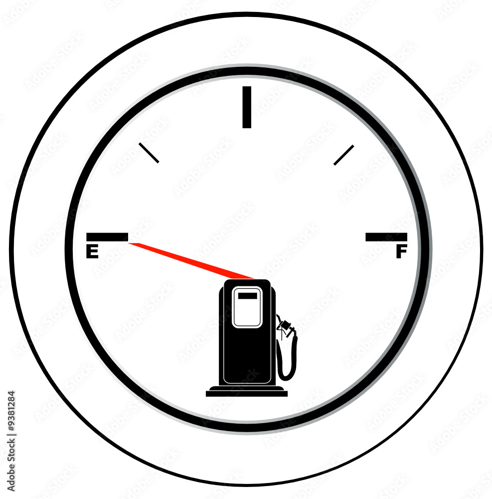 vehicle fuel gauge with arrow pointing to empty - illustration vehicle fuel gauge with arrow pointing to empty - illustration