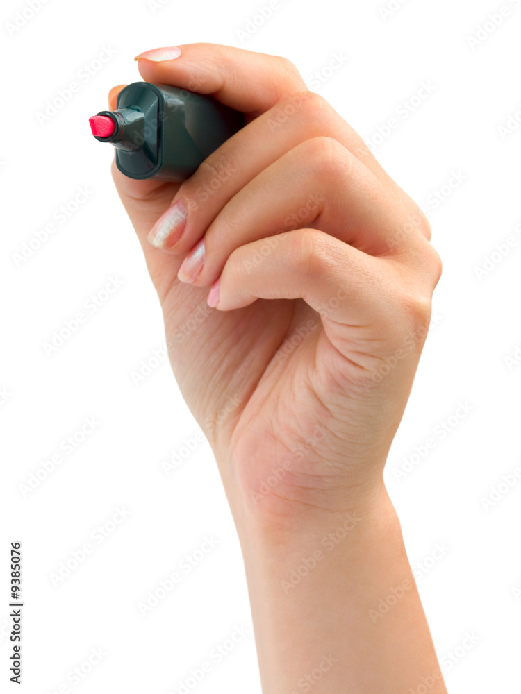 Hand with marker isolated on white background Hand with marker isolated on white background
