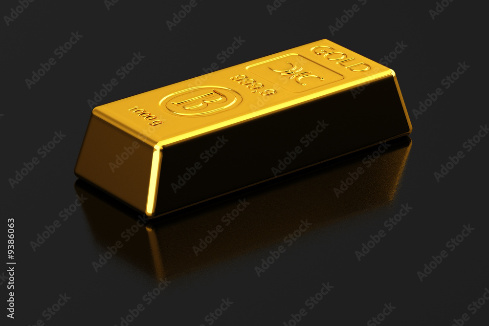New shiny gold bullion over semi glossy surface New shiny gold bullion over semi glossy surface