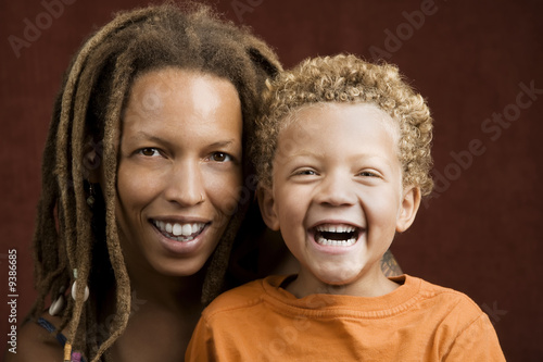 Pretty African American Woman and Her Son photo