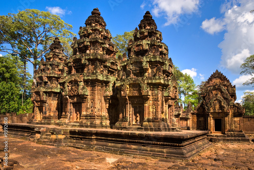 Banteay srei   in pink sandstone.Angkor  Cambodia.