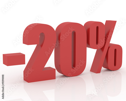 3D signs showing 20% discount and clearance.