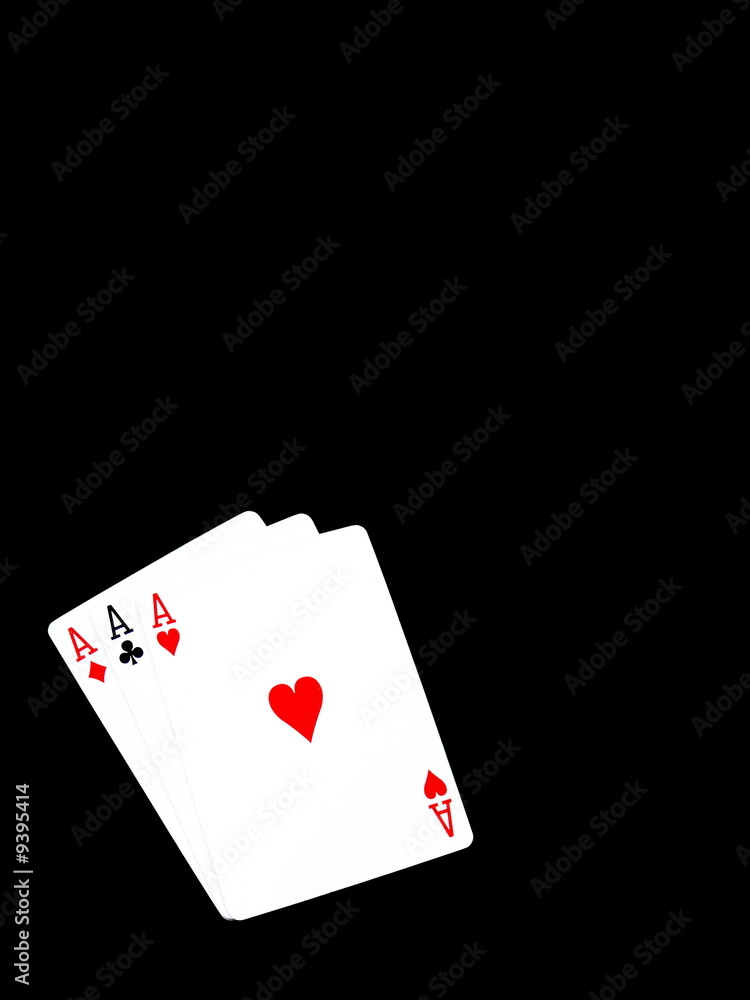 playing cards on black
