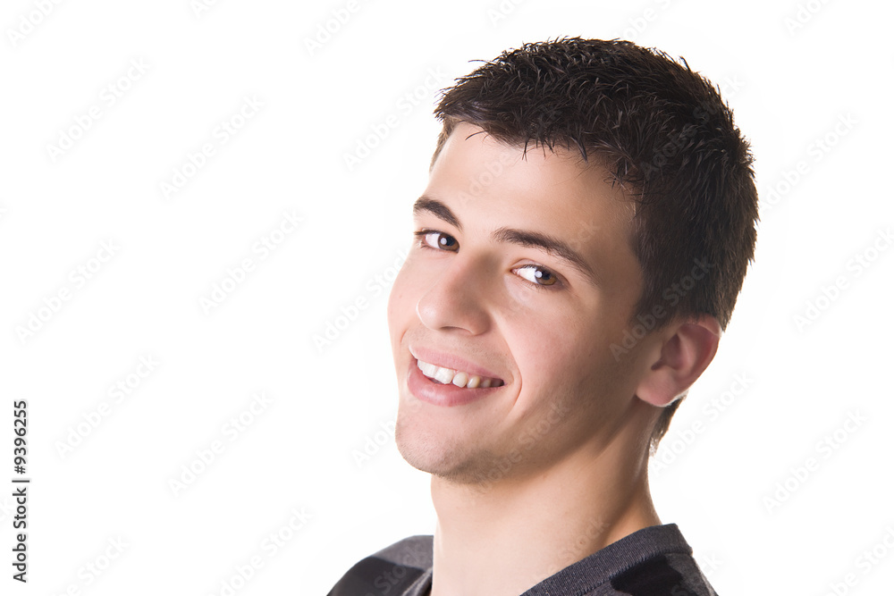 Portrait of a handsome young man, wearing a black shirt, smiling Portrait of a handsome young man, wearing a black shirt, smiling