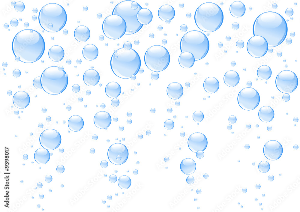 Blue bubbles isolated on white