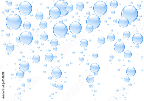 Blue bubbles isolated on white