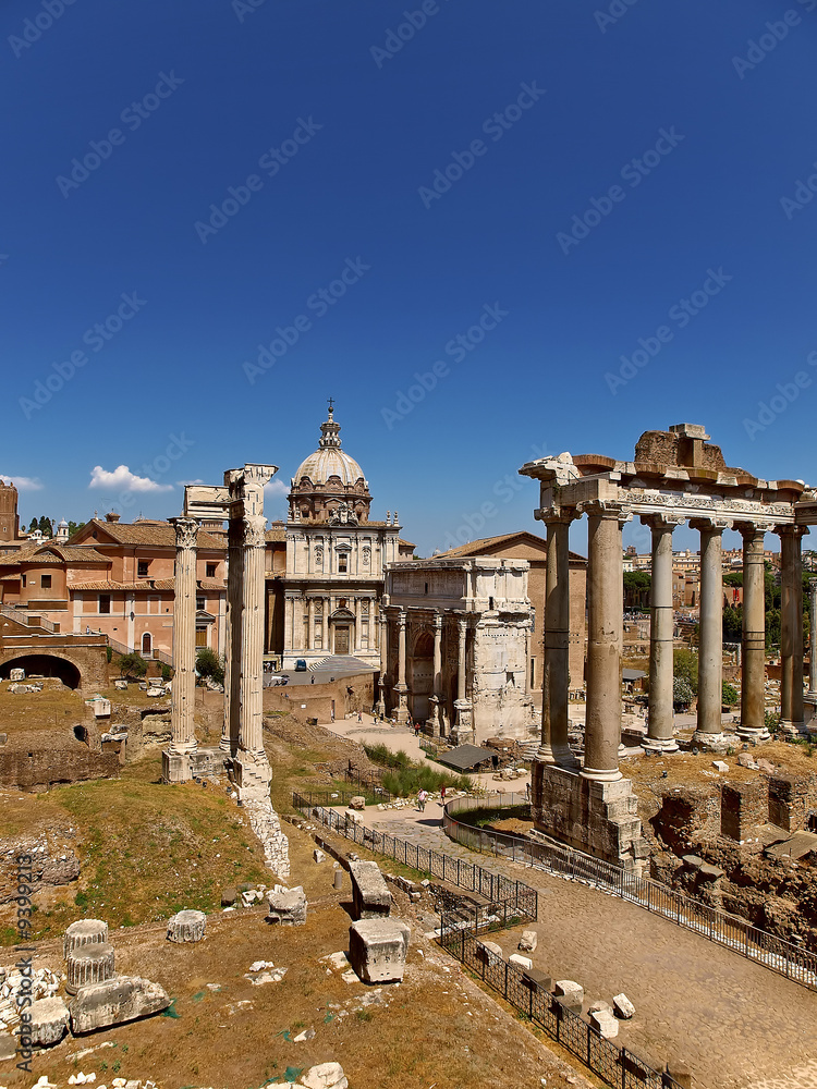antike rom heiligtum, saturn tempel & kirche st luca e martina