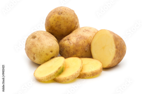 slice potato on white background