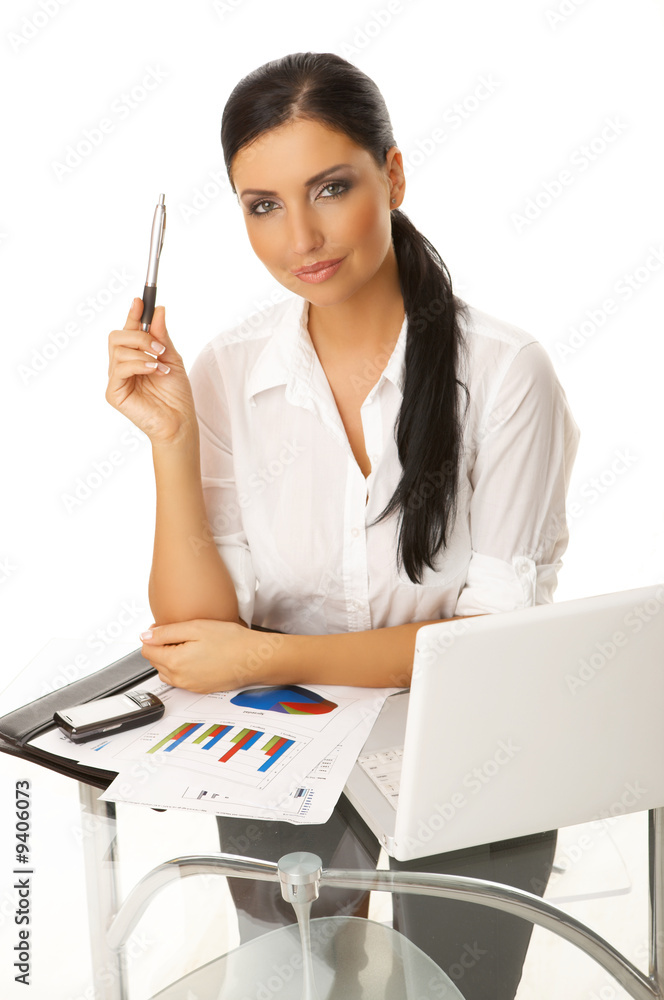Portrait of beautiful business woman with laptop Portrait of beautiful business woman with laptop